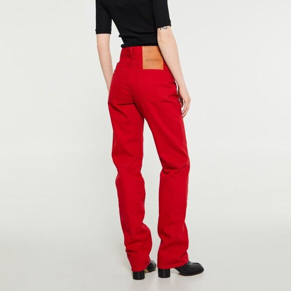 NEW NWT JACQUEMUS Le De-Nimes Droit in Red FWRD denim jeans high waisted